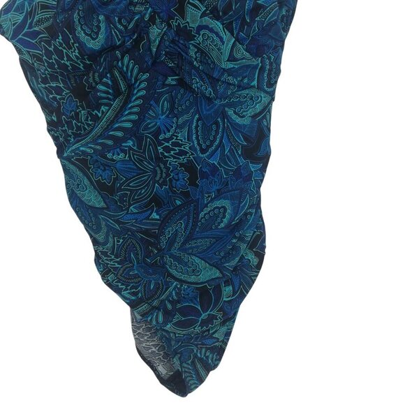 Lands End Underwire Slimming Paisley One Piece Swimsuit Size 8 Blue Ruching - Picture 5 of 11